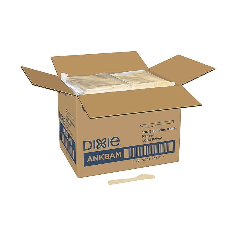 Dixie Compostable Bamboo Knife, Brown, 1000/Box (ANKBAM) image 1