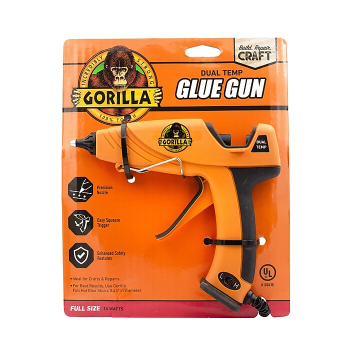 Gorilla Dual-Temp Standard Hot Glue Gun, Orange/Black (100424