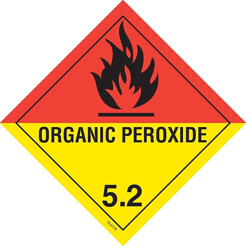 Decker Tape Products D.O.T. "Organic Peroxide, 5.2" Shipping Labels, Multicolored, 500 Labels/Roll (DL5170) image 1