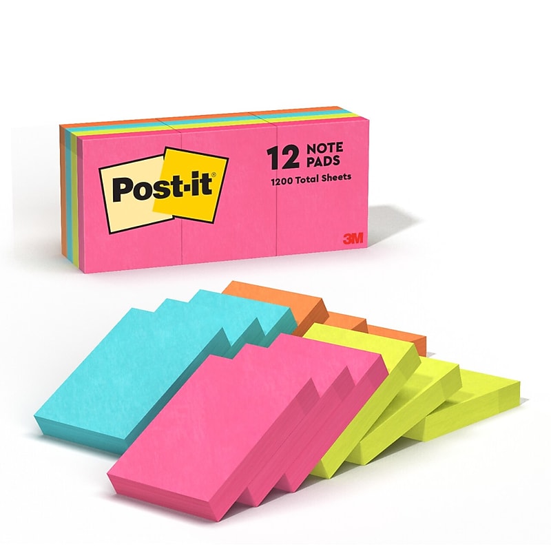 Post-it Notes, 1 3/8" x 1 7/8", Poptimistic Collection, 100 Sheet/Pad, 12 Pads/Pack (653AN) image 1