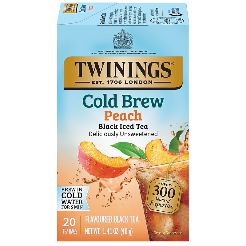 Twinings Iced Cold Brewed Peach Black Tea Bags, 20/Box (F10055) image 1