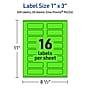 Avery Laser/Inkjet Multipurpose Rectangle Labels, 1" x 3", Neon Green, 320/Pack (94224)~#|#~C3037679-9E5C-4132-AEA8012FFC59A3FA_sc7