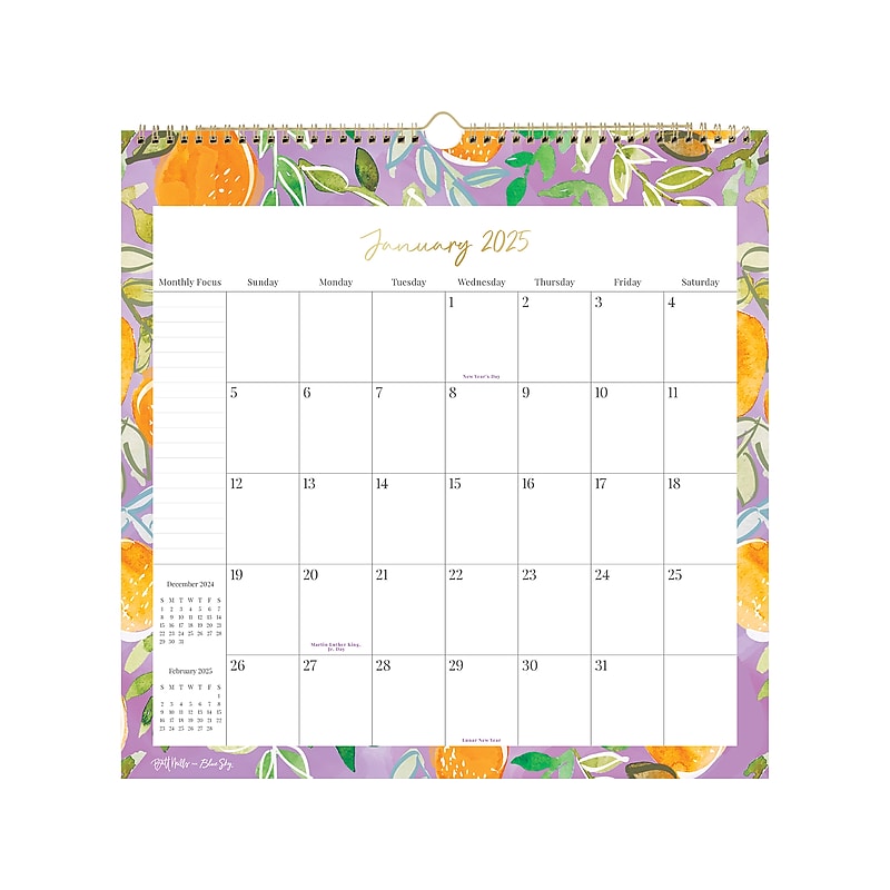2025 Blue Sky Citrus Sunrise 12" x 12" Monthly Wall Calendar (152220) image 1