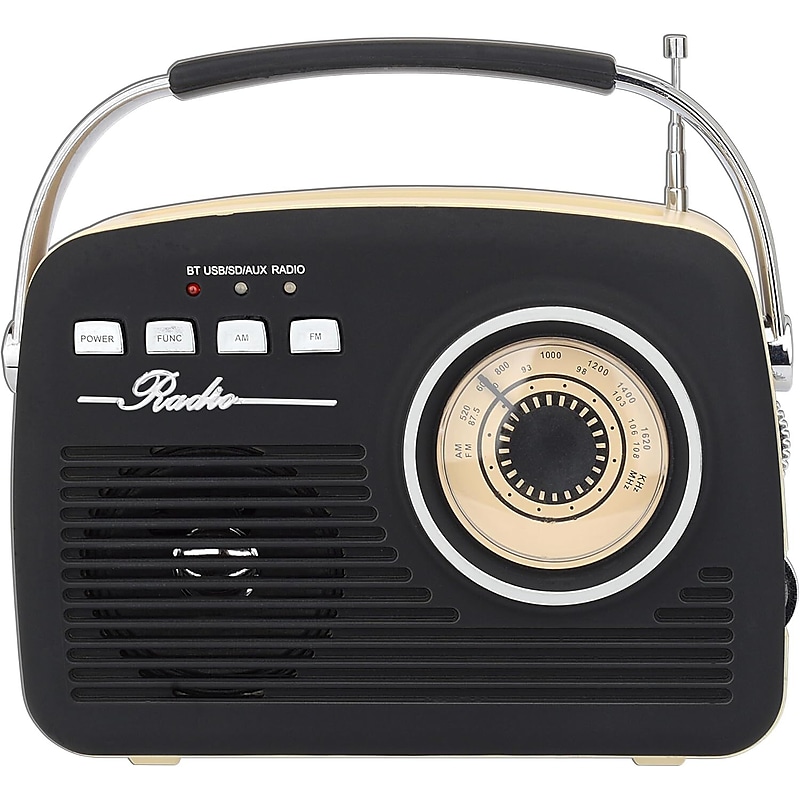 Supersonic Retro Portable Bluetooth Speaker, Black, (SC-1201BT-BLK) image 1