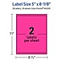 Avery Rectangle Laser/Inkjet Multipurpose Labels, 5" x 8-1/8", Neon Magenta (20/Pack)~#|#~C304E7CE-C365-425D-940A4BACDEB06D36_sc7