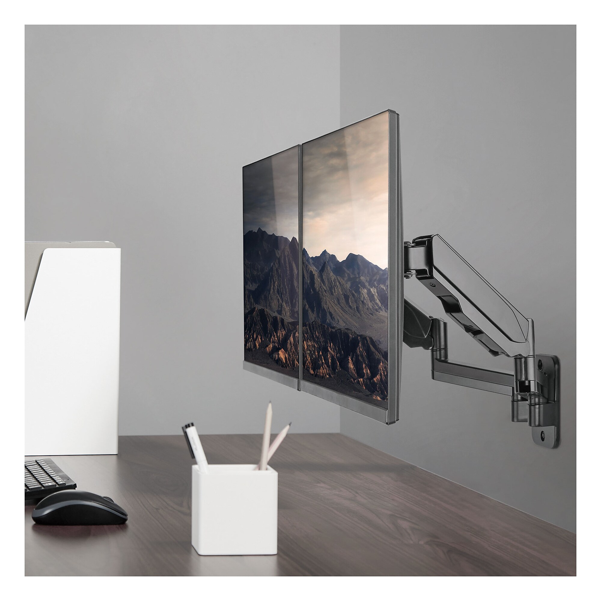 Mount-It! Adjustable Dual Monitor Wall Mount, Up to 32″, Black (MI-1766B) Sansujyuku sansujyuku.com