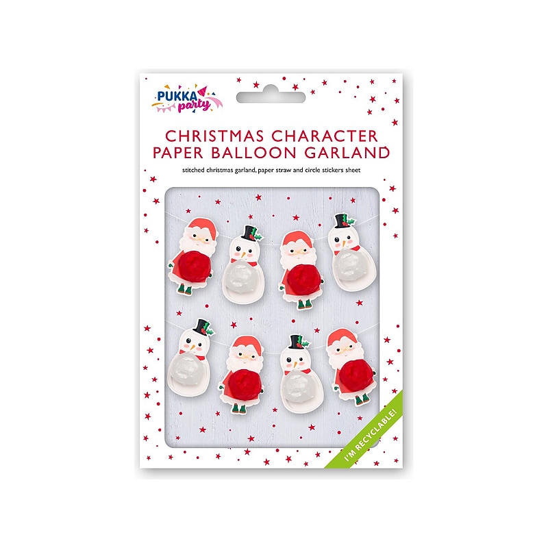 Pukka Party Santa & Snowman Paper Balloon Garland, Multicolor (PTY531) image 1