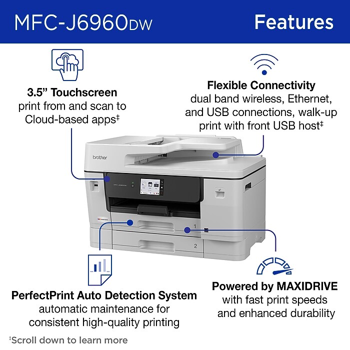 Brother INKvestment MFCJ6960DW Wireless Color Inkjet All-in-One