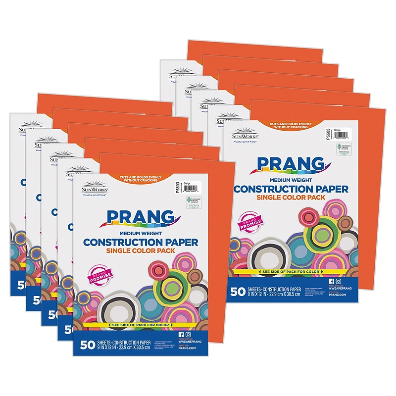 Prang 9" x 12" Construction Paper, Orange, 50 Sheets/Pack, 10 Packs/Bundle (PAC6603-10) image 1