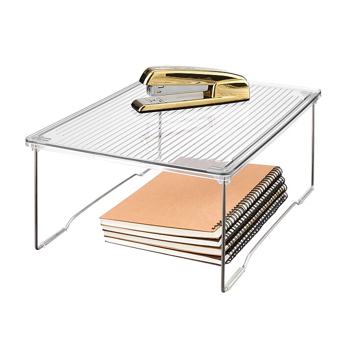 iDESIGN Small Stackable Folding Plastic Storage Bin, Clear