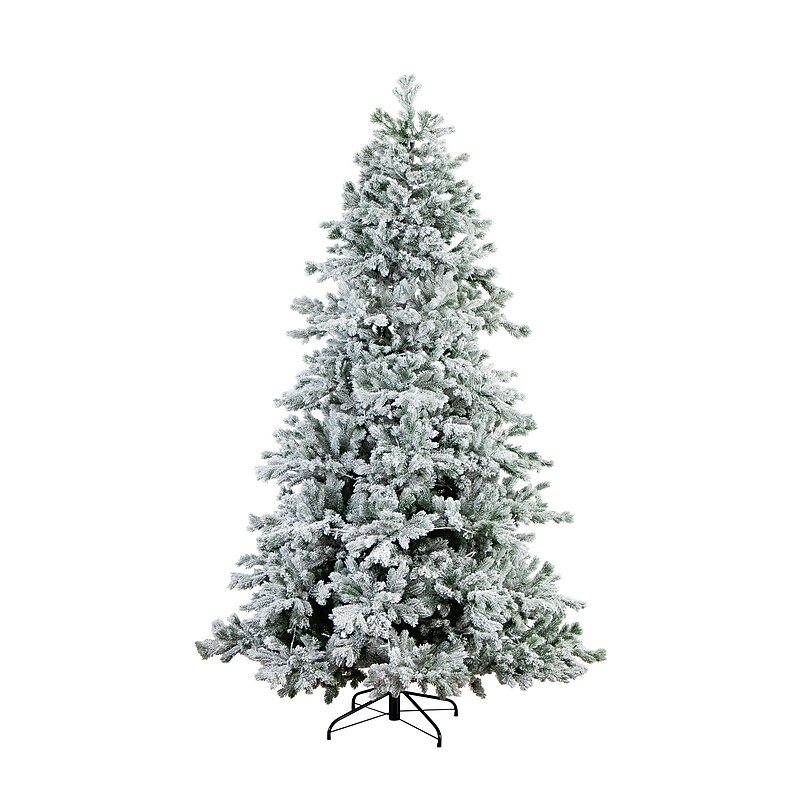 Nearly Natural 7.5' Pre-Lit Artificial California Flocked Spruce Christmas Tree with 1000 Color Changing LED Lights (T4799) image 1