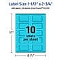 Avery Printable Rectangle Multipurpose Labels, 1.5" x 2.75", Bright Blue, 400/Pack (94230)~#|#~C3257C66-AF53-44EF-89AEE369FE05DBE6_sc7