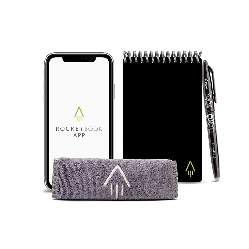 Rocketbook Mini Reusable Smart Notepad, 3.5" x 5.5", Dot-Grid Ruled, 48 Sheets, Black (EVR-M-RC-A-FR) image 1