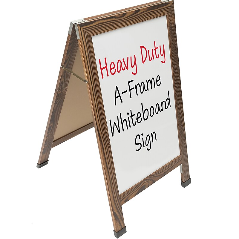 Excello Global Products Indestructible A-Frame Whiteboard, 40" x 22", Brown (EGP-HD-0538-BN) image 1