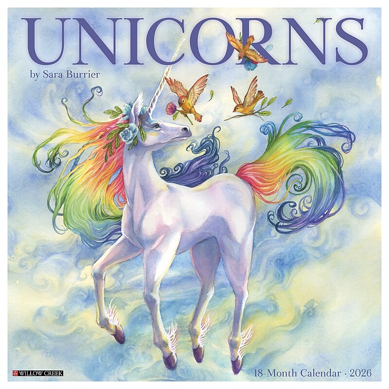 2026 Willow Creek Unicorns by Sara Burrier 12" x 12" Monthly Wall Calendar (53065) image 1