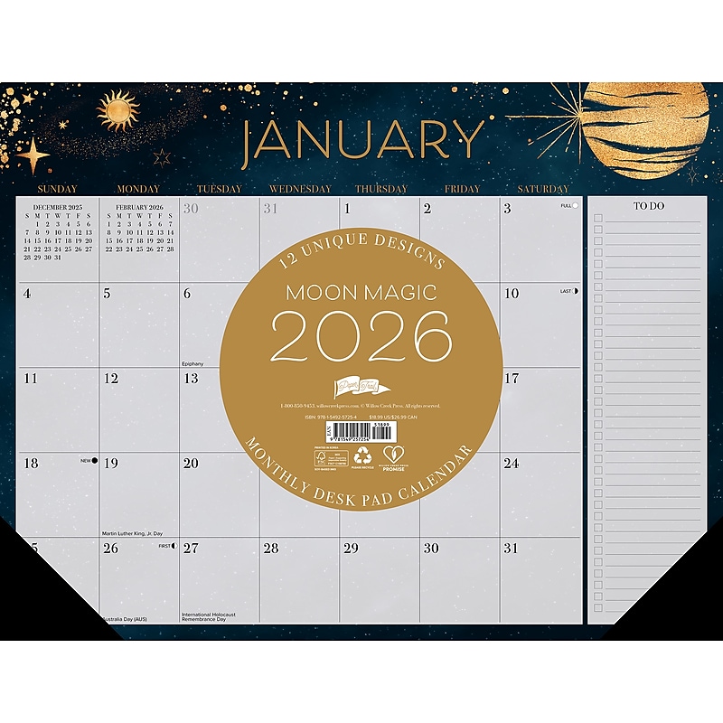 2026 Willow Creek Moon Magic 22" x 17" Monthly Desk Pad Calendar (57254) image 1