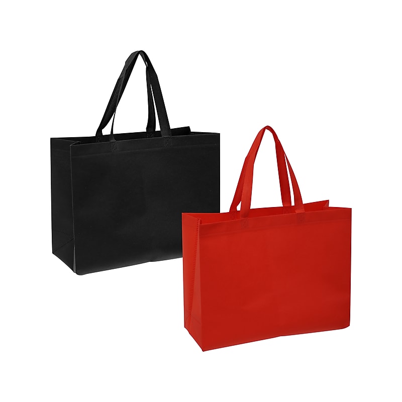 Merangue Reusable Shopping Bags, 12" x 16", Black/Red, 2/Pack (1008-3230-00-000) image 1