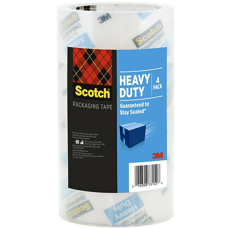 Scotch Heavy Duty Packing Tape, 1.88" x 43.7 yds., Clear, 4 Pack (3850-40LR4-4GC) image 1