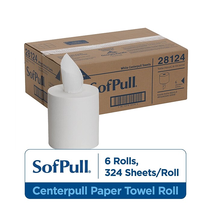 SofPull Centerpull Paper Towels, 1-ply, 320 Sheets/Roll, 6 Rolls