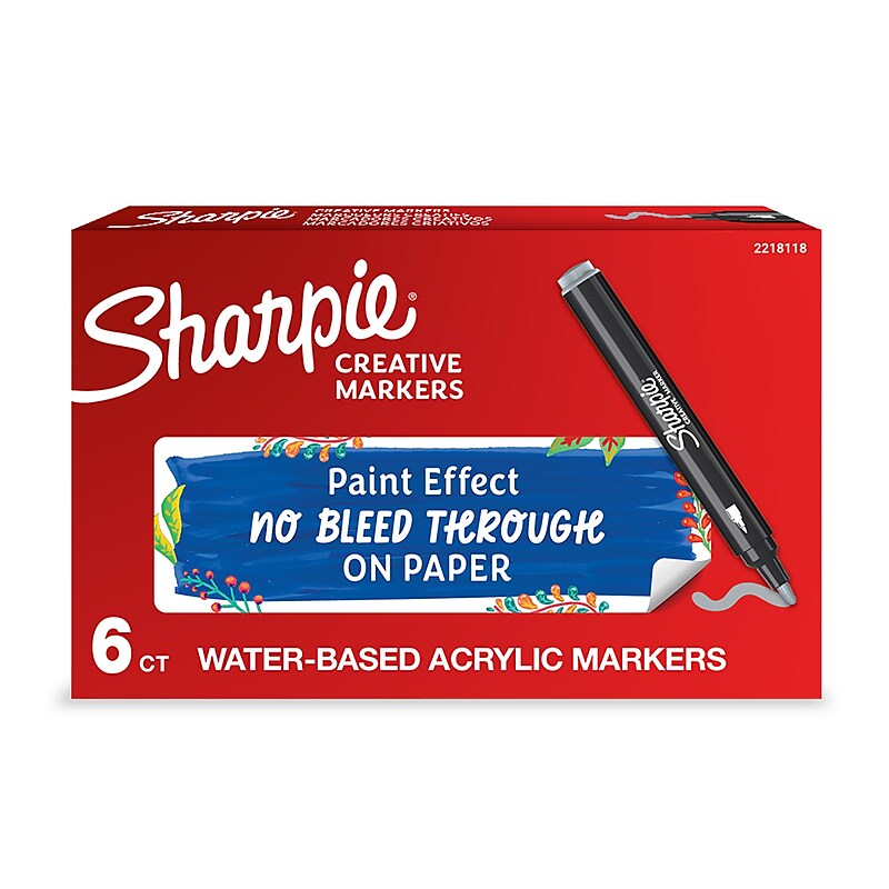 Sharpie Creative Wet Erase Markers, Bullet Tip, Gray/Silver, 6/Pack (2218118) image 1