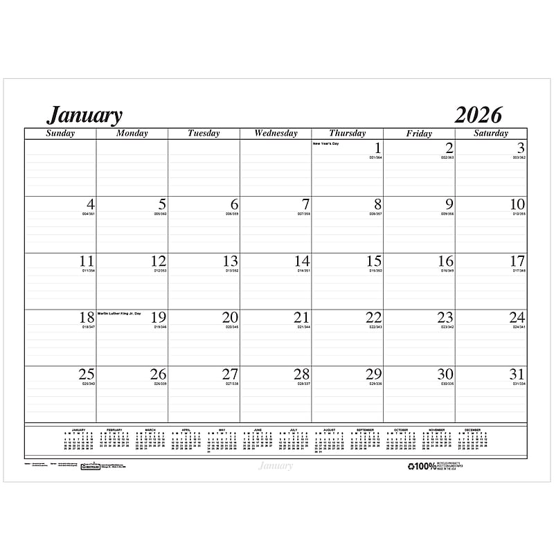 2026 House of Doolittle 22" x 17" Monthly Desk Pad Calendar Refill, Black/White (126-26) image 1