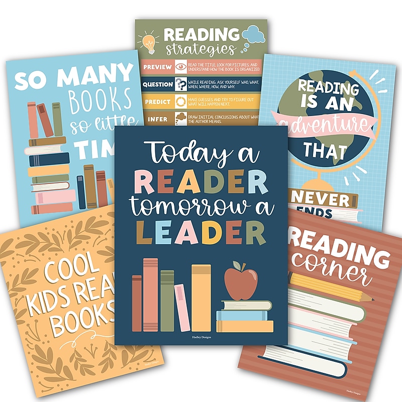 Hadley Designs 11" x 14" Colorful Pastel Reading Posters For Classroom Library Decor, 6/Set (HDDX004A2JPF1) image 1