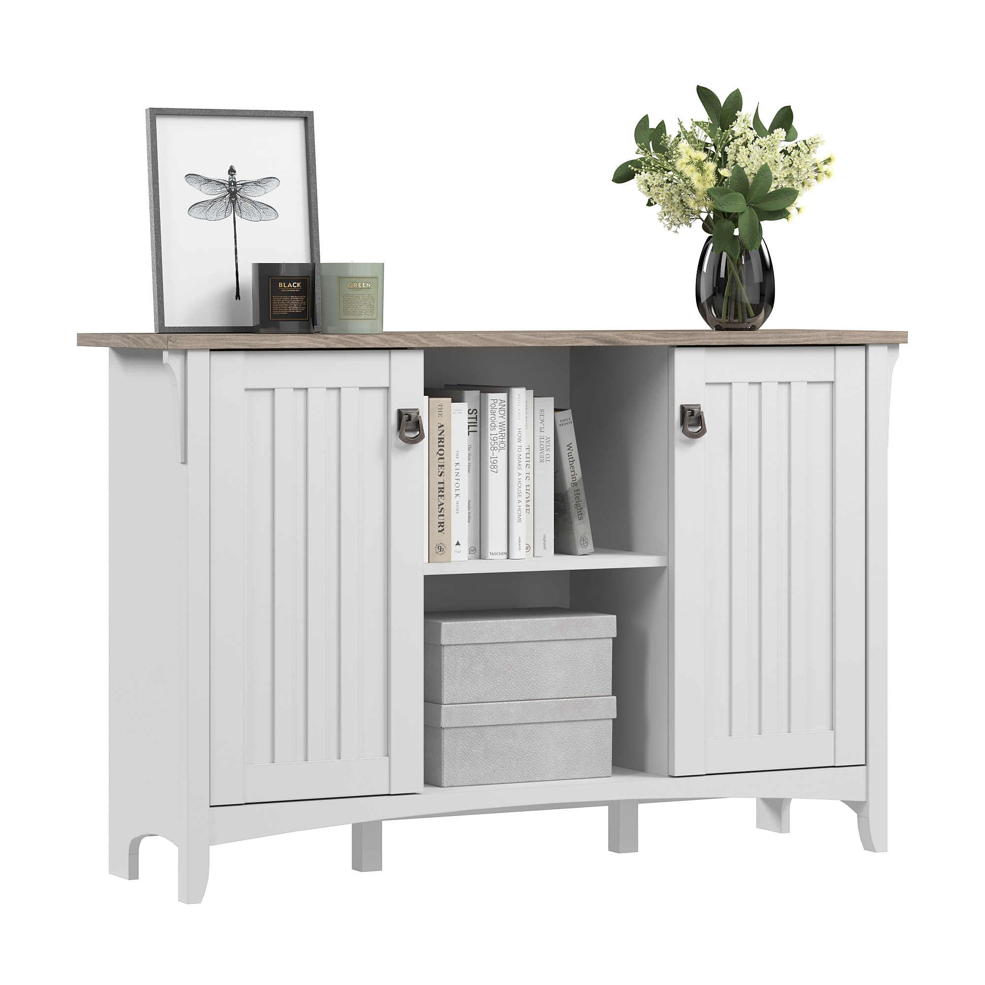 Bush Home Salinas Accent Storage Cabinet with Doors, Shiplap Gray/Pure White (SAS147G2W-03) Sansujyuku sansujyuku.com