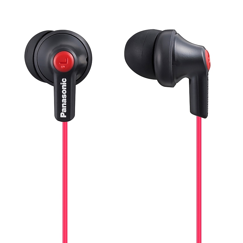 Panasonic ErgoFit Earbuds, Matte Black/Red (RP-HJE120) image 1