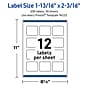 Avery Rectangle Laser Multipurpose Labels, 1-13/16" x 2-3/16", White, 600/Box (19479399286)~#|#~C36EF9B9-07FF-4DFA-A6FDE6B6230A7B28_sc7