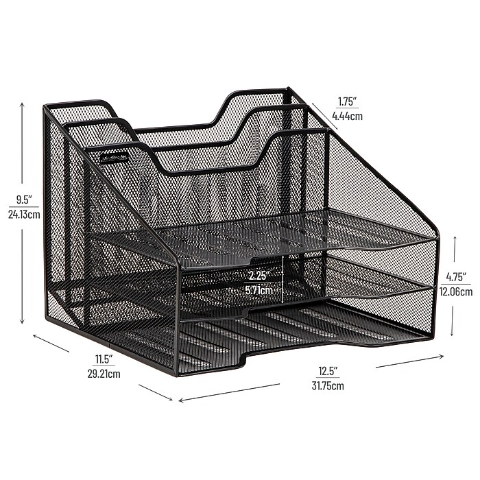 Mind Reader 5-Compartment Metal Mesh File Organizer, Black