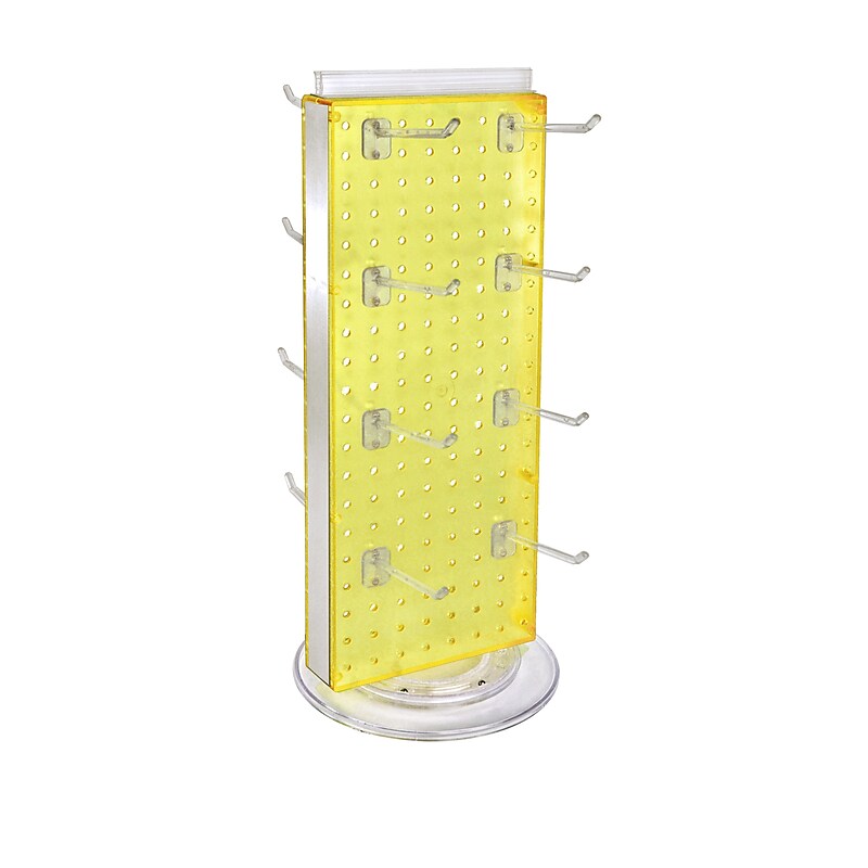 Azar Displays 20”H x 8”W Pegboard Counter Display with 16 4" Hooks, Yellow (700508-YEL-4C16) image 1