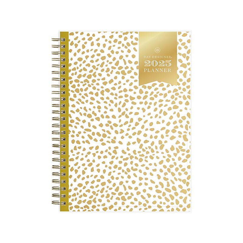 2025 Blue Sky Day Designer Gold Spotty 5.88" x 8.63" Weekly & Monthly Planner, Plastic Cover, White/Gold (148133) image 1