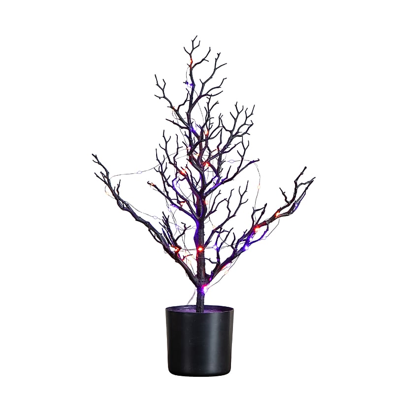 Nearly Natural Pre-Lit Artificial Halloween Black Spooky Twig Tree, 2' (T5233) image 1