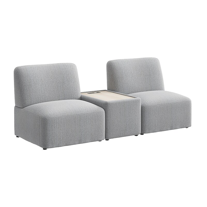 Bush Business Furniture Assemble 2 Seater Sectional with Power/USB, Fog Fabric (ASM001FGF) image 1