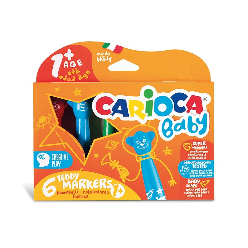 CARIOCA Baby Washable Kids Markers, Rounded Nib, Assorted Colors, 6/Set (CRA42815) image 1