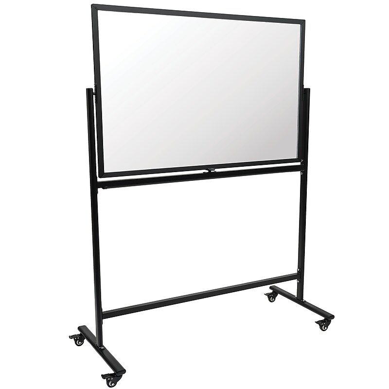 Excello Global Products Glass Mobile Dry-Erase Whiteboard, Aluminum Frame, 48" x 32" (EGP-HD-0552) image 1