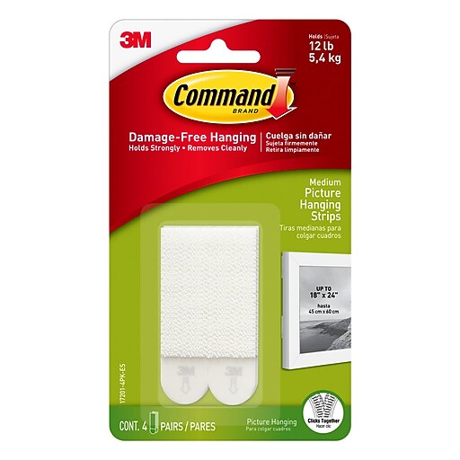 Command Medium Picture Hanging Strips, White, 4/Pack (172014PKES
