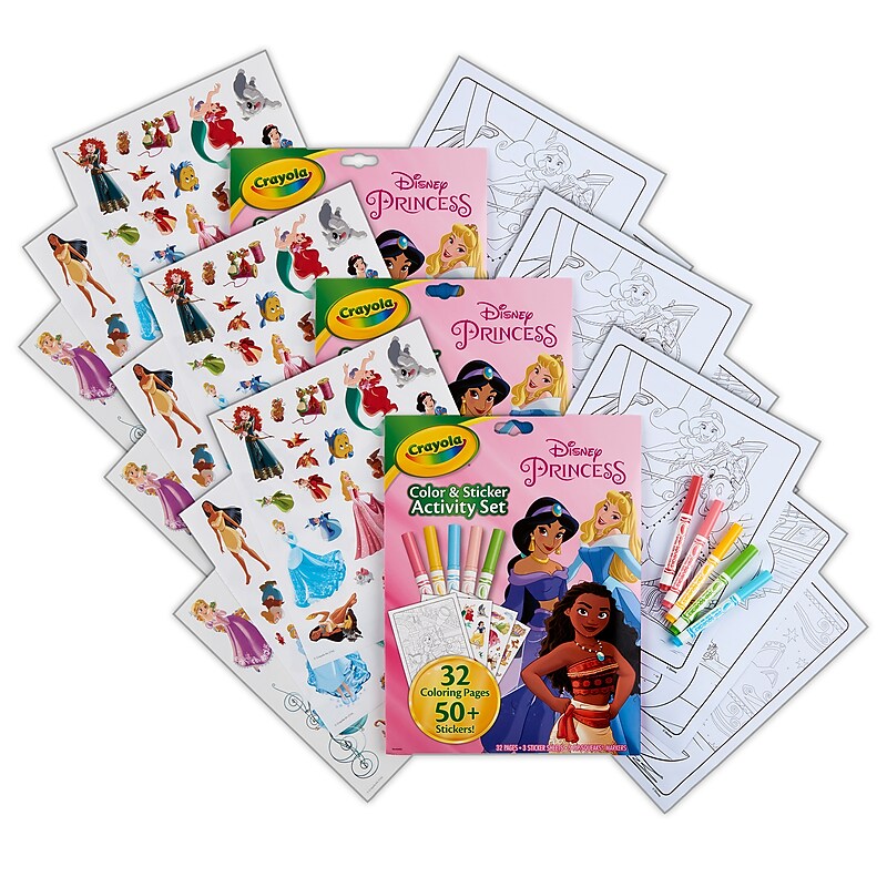 Crayola Color & Sticker: Disney Princess Activity Book, 3 Sets/Bundle (BIN042745-3) image 1