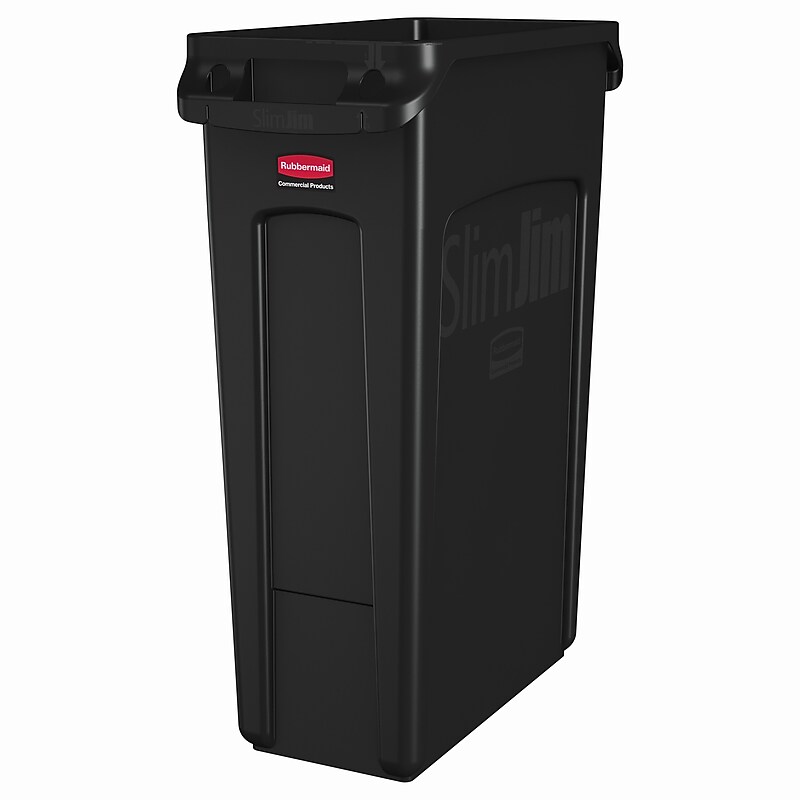 Rubbermaid Slim Jim Indoor Trash Can w/ No Lid, Black, 23 Gal. (FG354060BLA) image 1