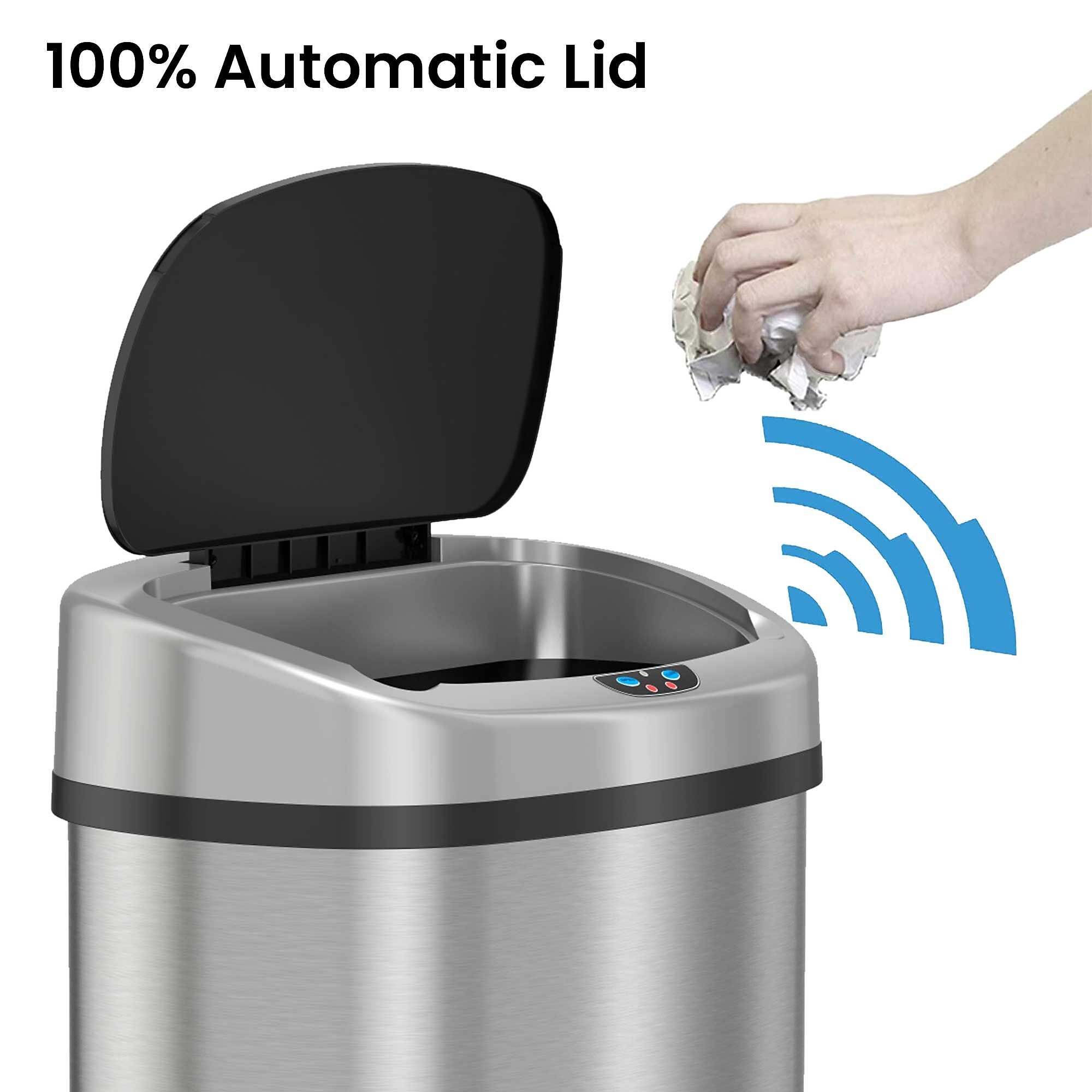 iTouchless SensorCan Stainless Steel Sensor Trash Can with AbsorbX Odor Control System, Silver, 13 gal. (ITOS13B) Sansujyuku sansujyuku.com