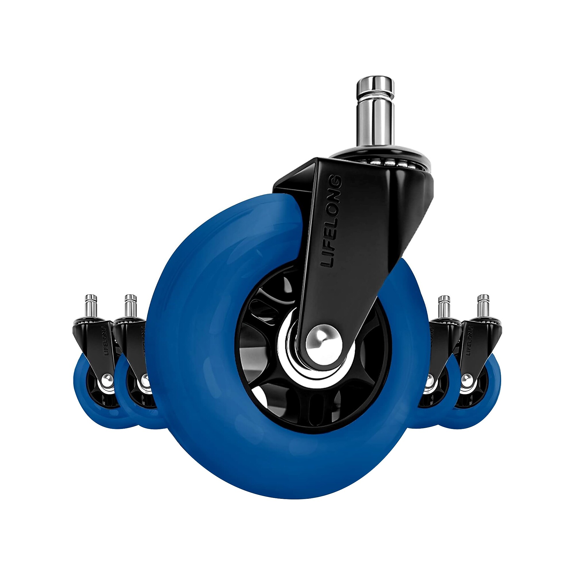 Lifelong Wheels Chair Caster, Blue/Black, 5/Set (B0B8LCV3MH) Simolary simolary.com
