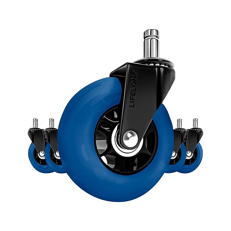 Lifelong Wheels Chair Caster, Blue/Black, 5/Set (B0B8LCV3MH) image 1