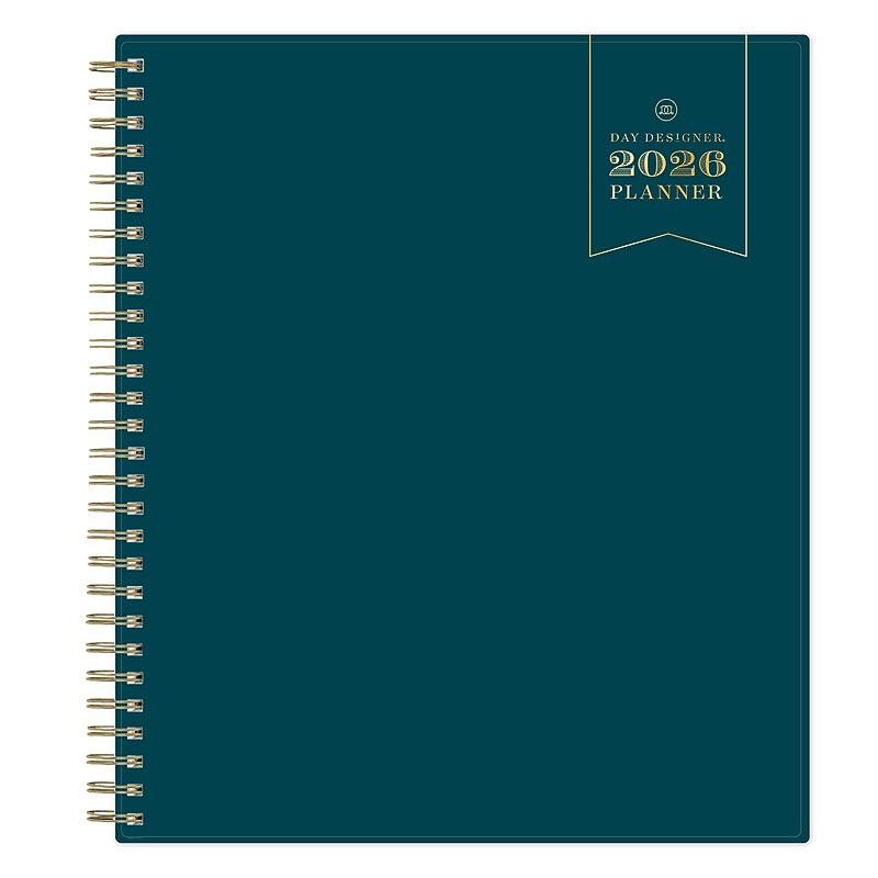 2026 Blue Sky Day Designer Peacock 10" x 8" Monthly Personal Organizer, Plastic Cover, Blue (155640) image 1
