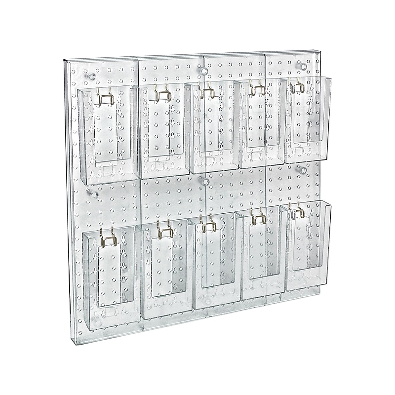 Azar Pegboard 10-Pocket Wall Brochure Holder, 24" x 24", Clear (700680) image 1