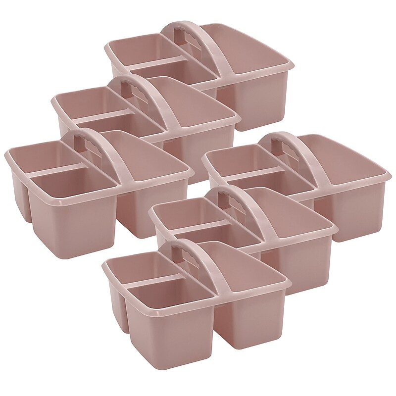 Teacher Created Resources Plastic Storage Caddy, 9" x 9.25" x 5.25", Light Mauve, 6/Bundle (TCR20957-6) image 1