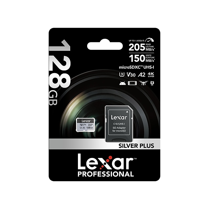 Lexar Professional Silver Plus 128GB microSDXC Memory Card with