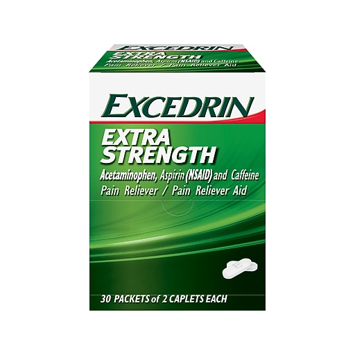 Excedrin Extra Strength 250mg Acetaminophen Caplet, 2/Packet, 30 Packets/Box (64108X) Staples