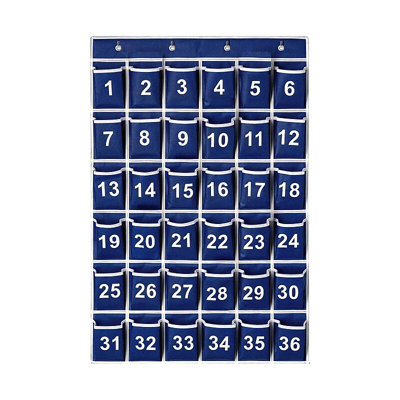 Kore Design Non-Woven Fabric Hanging Classroom Cell Phone Organizer, 38.5" x 25.7" x 0.5", Blue (KD-PS3615) image 1