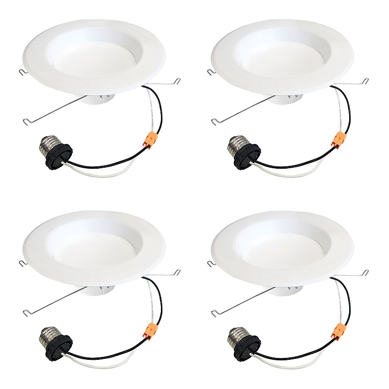 Bulbrite 14 Watt Adjustable 5/6"Integrated LED Recessed Downlight, E26 Quick Connect, 4000K Cool White, 1100 Lumens, 4/Pack image 1