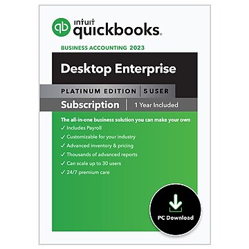 QuickBooks Desktop Enterprise Platinum 2023 for 5 Users, Windows, Download (5101248)